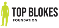 Top Blokes Foundation logo featuring a yellow male figure and black text