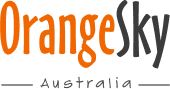 Orange Sky Australia logo in orange and gray text